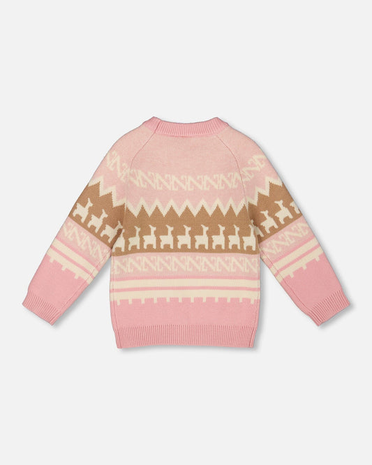 Llama Jacquard Sweater Dusty Pink-1