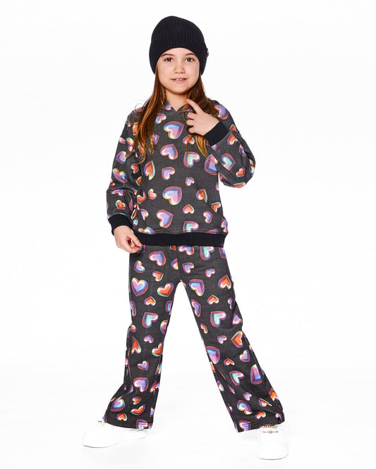 Wide Leg Fleece Pants Black And Multicolor-1