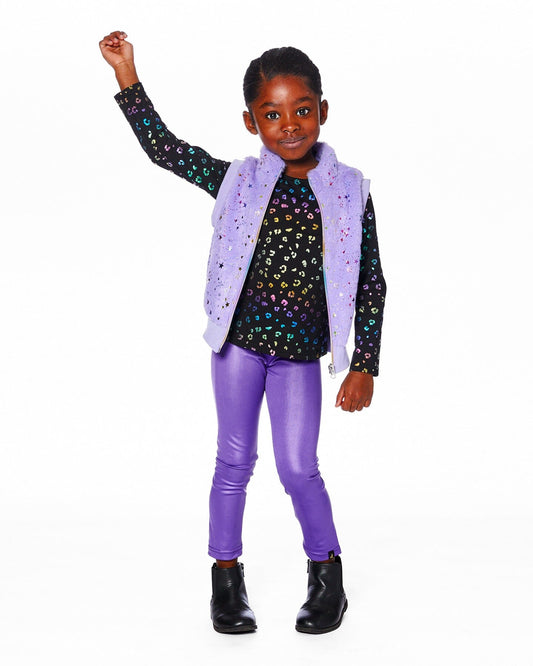 Shiny Stretch Leggings Purple-1