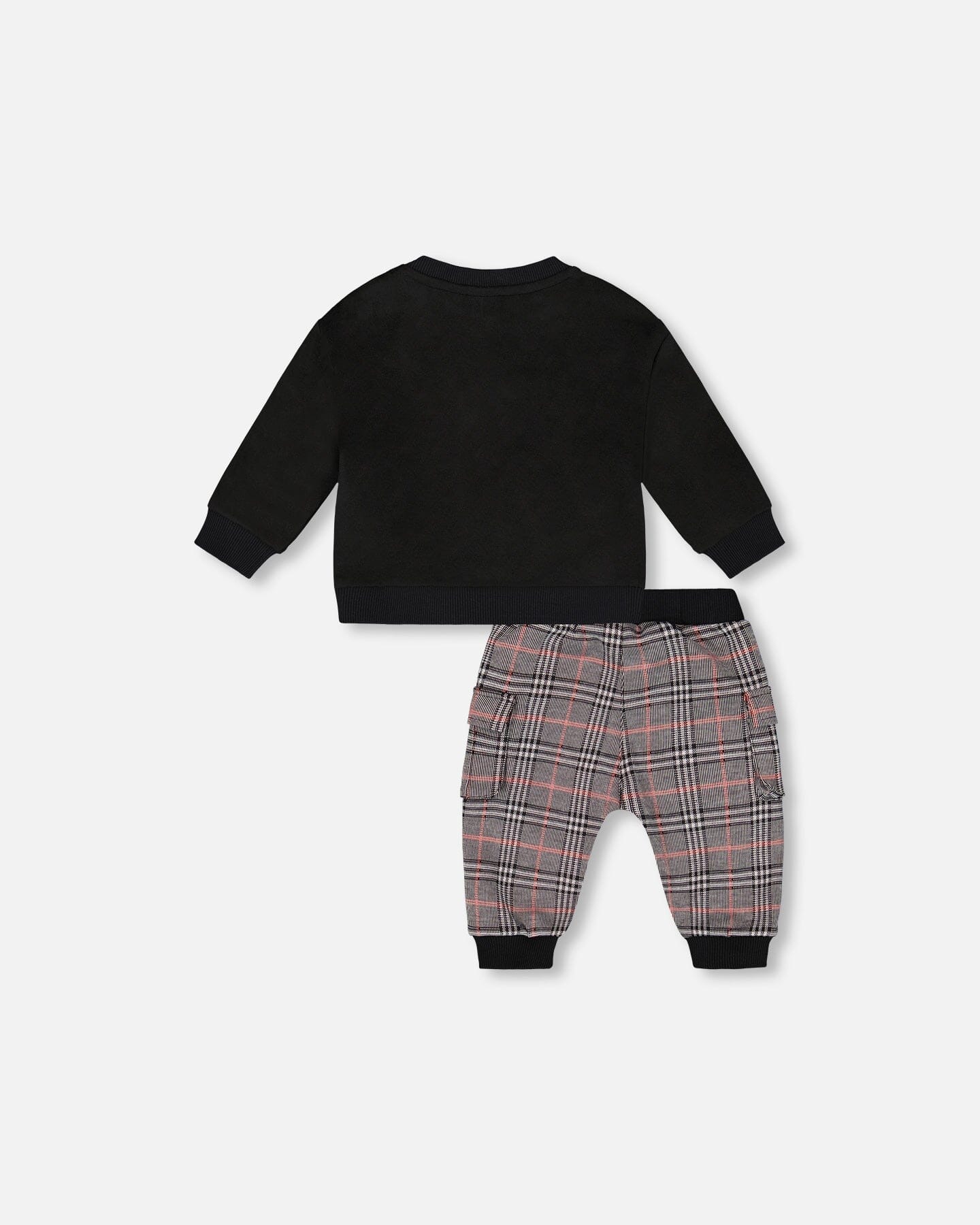 Sweater And Cargo Pants Set Black With Moose Applique-2