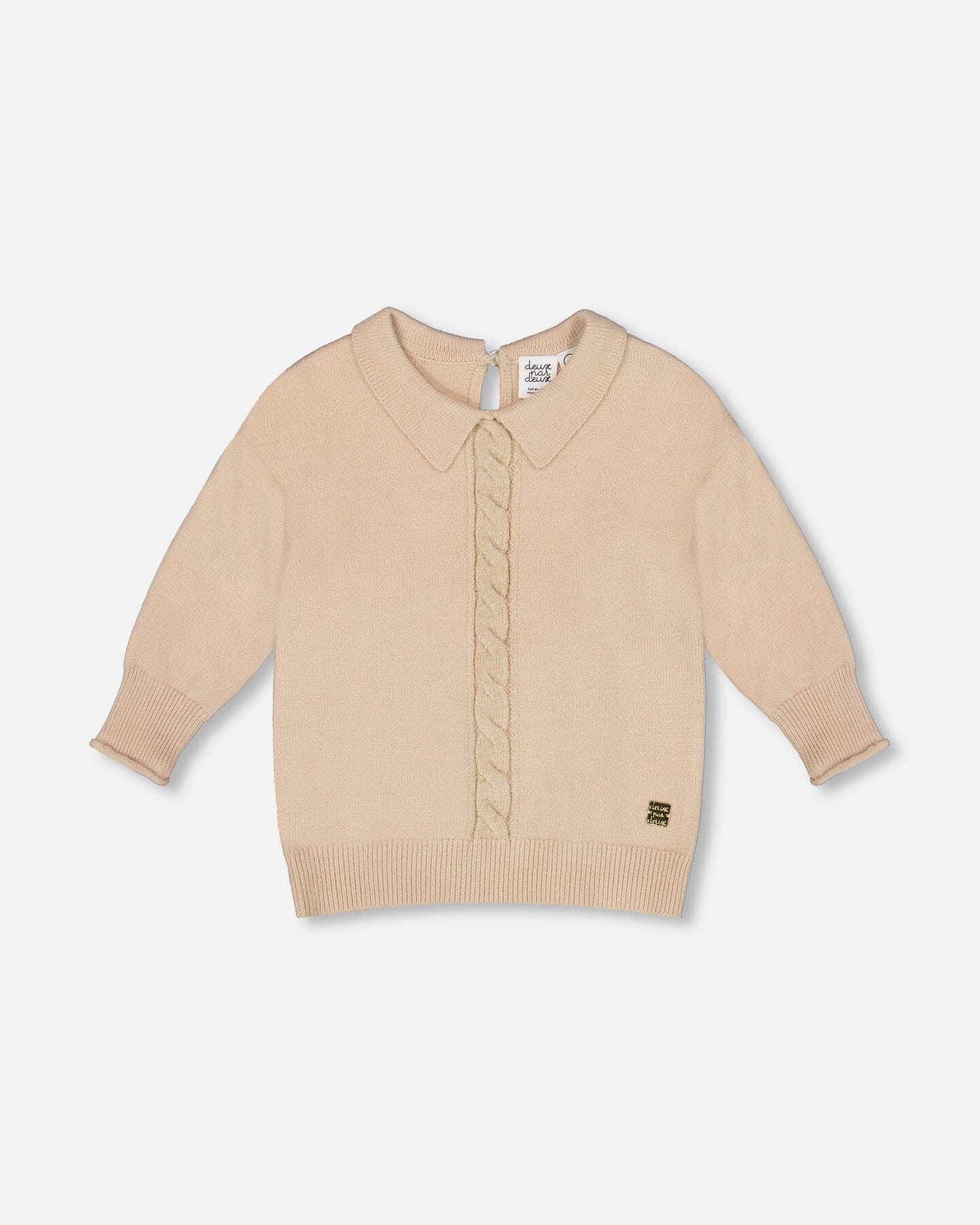 3/4 Sleeve Knitted Sweater Beige-0