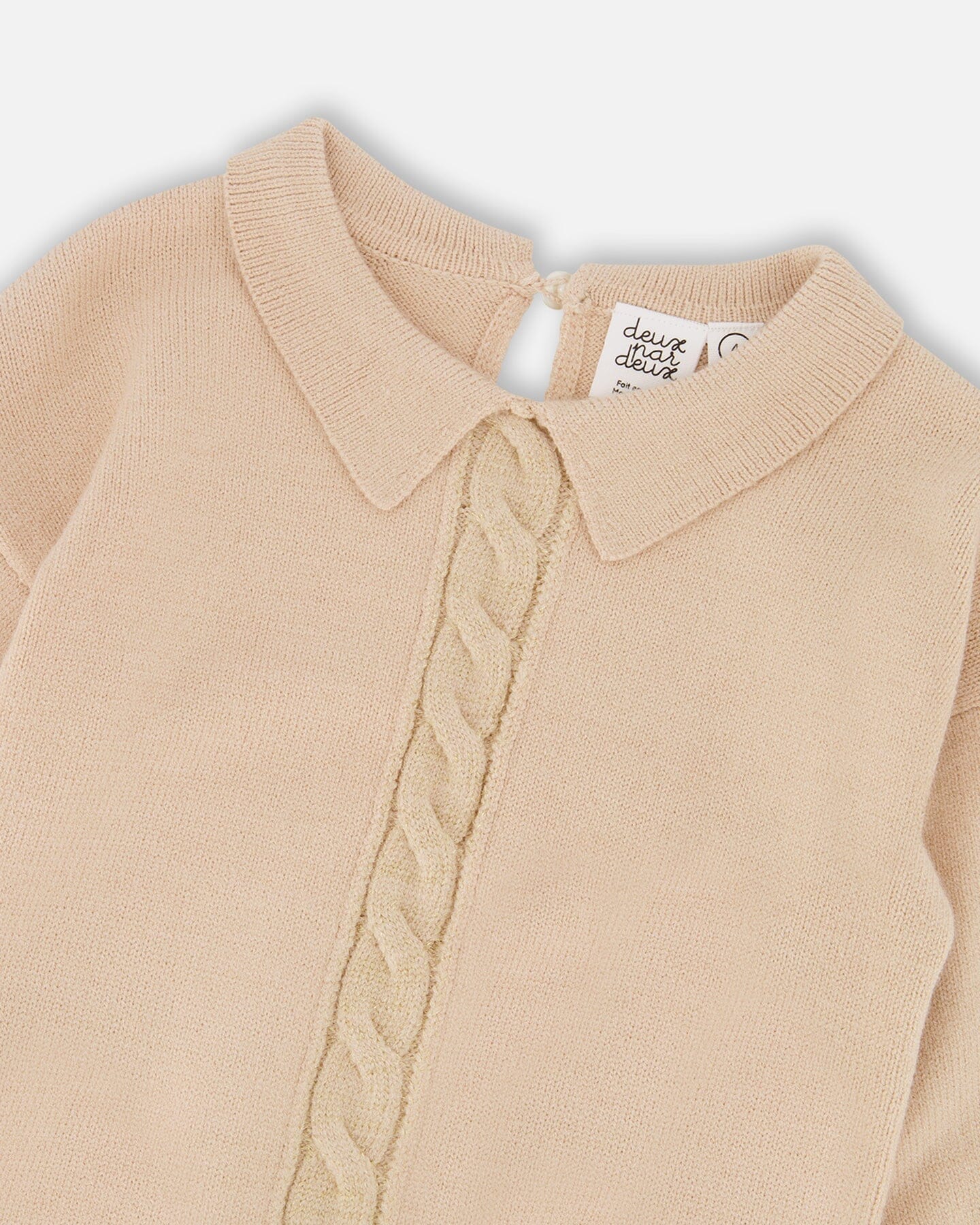 3/4 Sleeve Knitted Sweater Beige-3