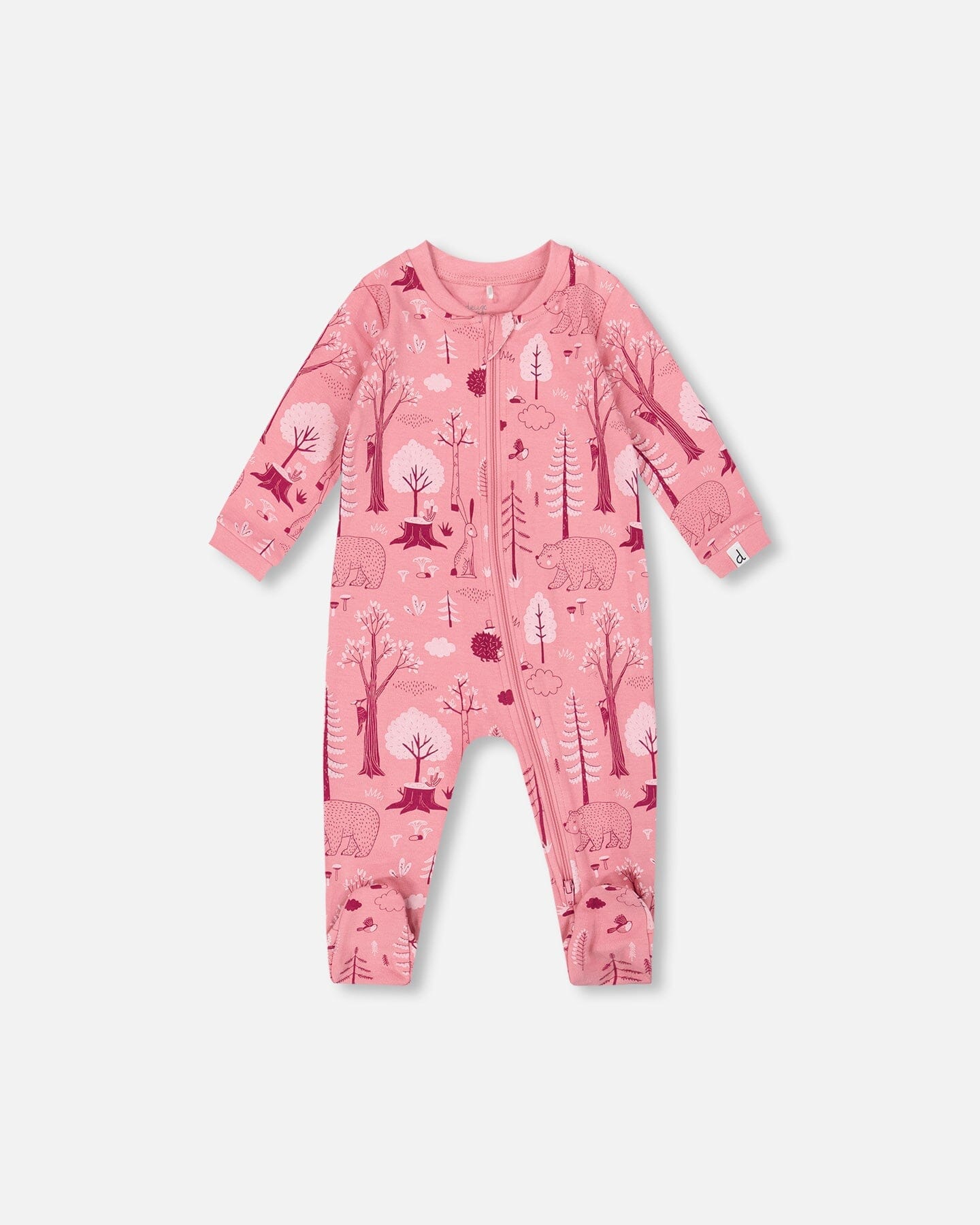 One-Piece Organic Cotton Pajama Pink Forest-0