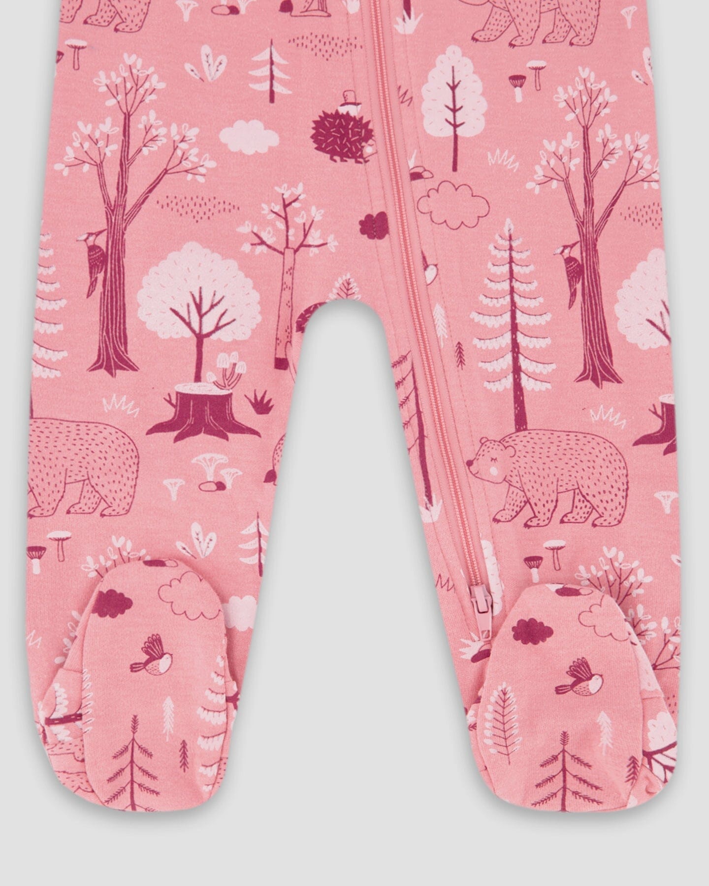 One-Piece Organic Cotton Pajama Pink Forest-2