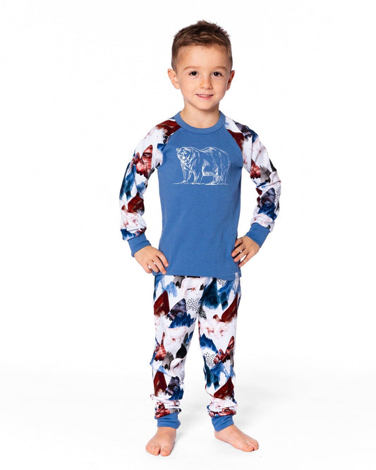 Two-Piece Organic Cotton Pajama Set White Bear Print-1