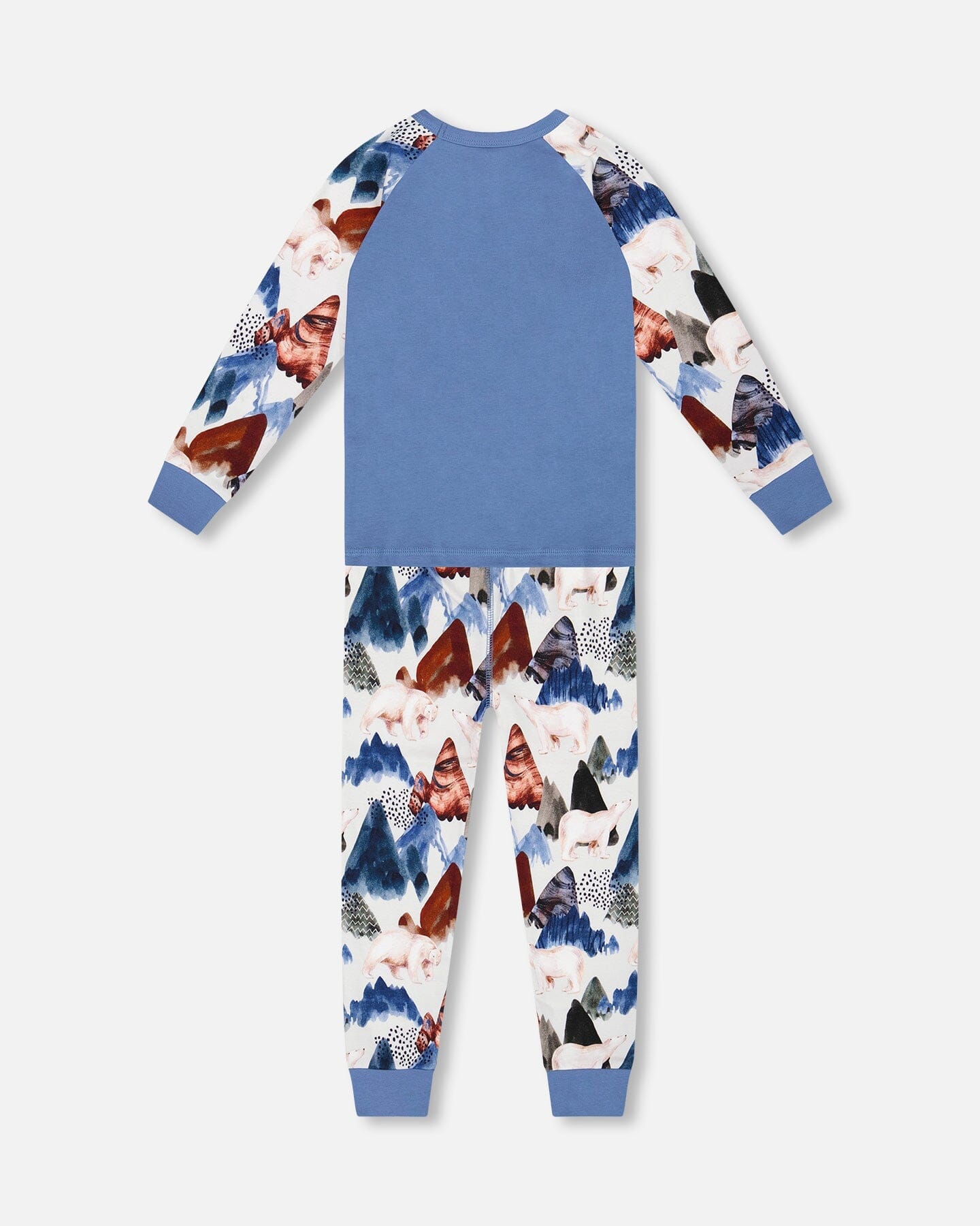 Two-Piece Organic Cotton Pajama Set White Bear Print-2