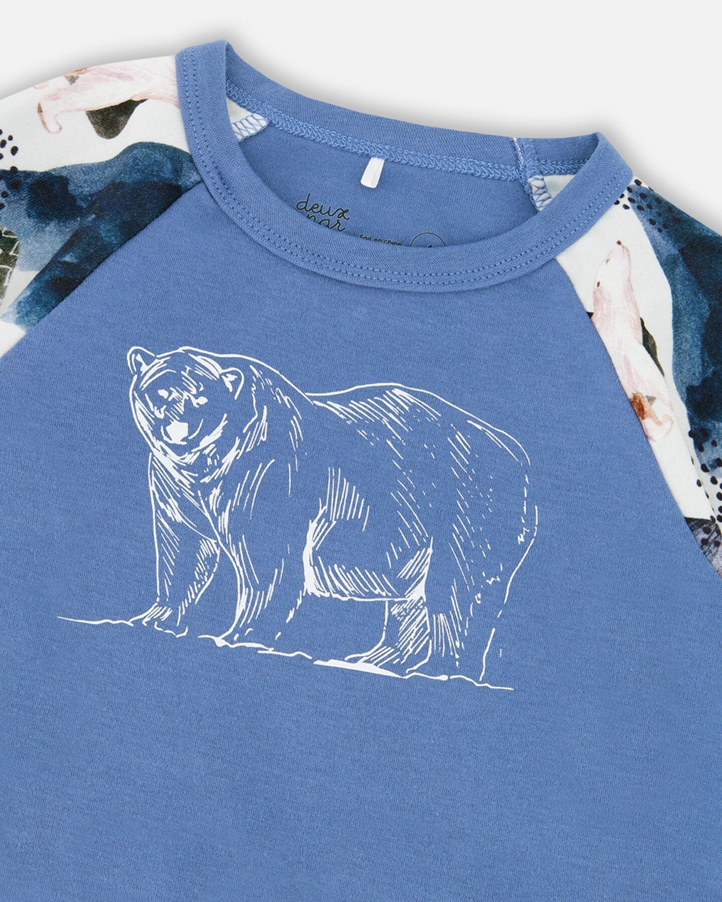 Two-Piece Organic Cotton Pajama Set White Bear Print-3