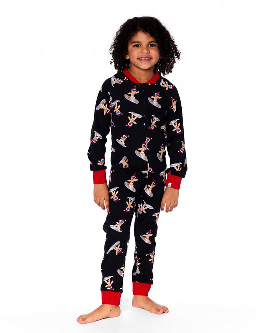 Organic Cotton Interlock One-Piece Pajama Black Cookie Print-1