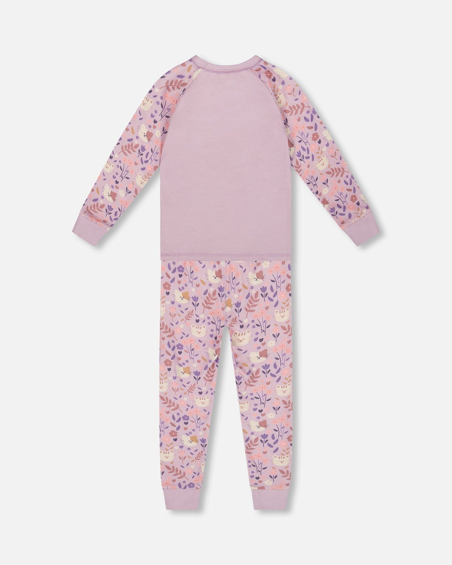 Organic Cotton Two-Piece Pajamas Lilac Cat Print-2