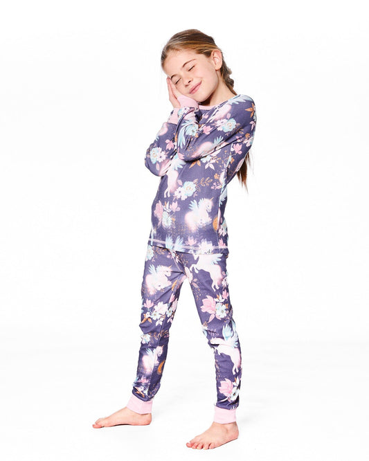 Organic Cotton Two-Piece Pajamas Watercolor Unicorns-1