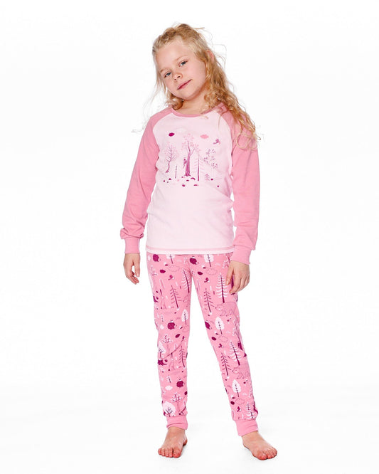Organic Cotton Two-Piece Pajamas Pink Forest-1