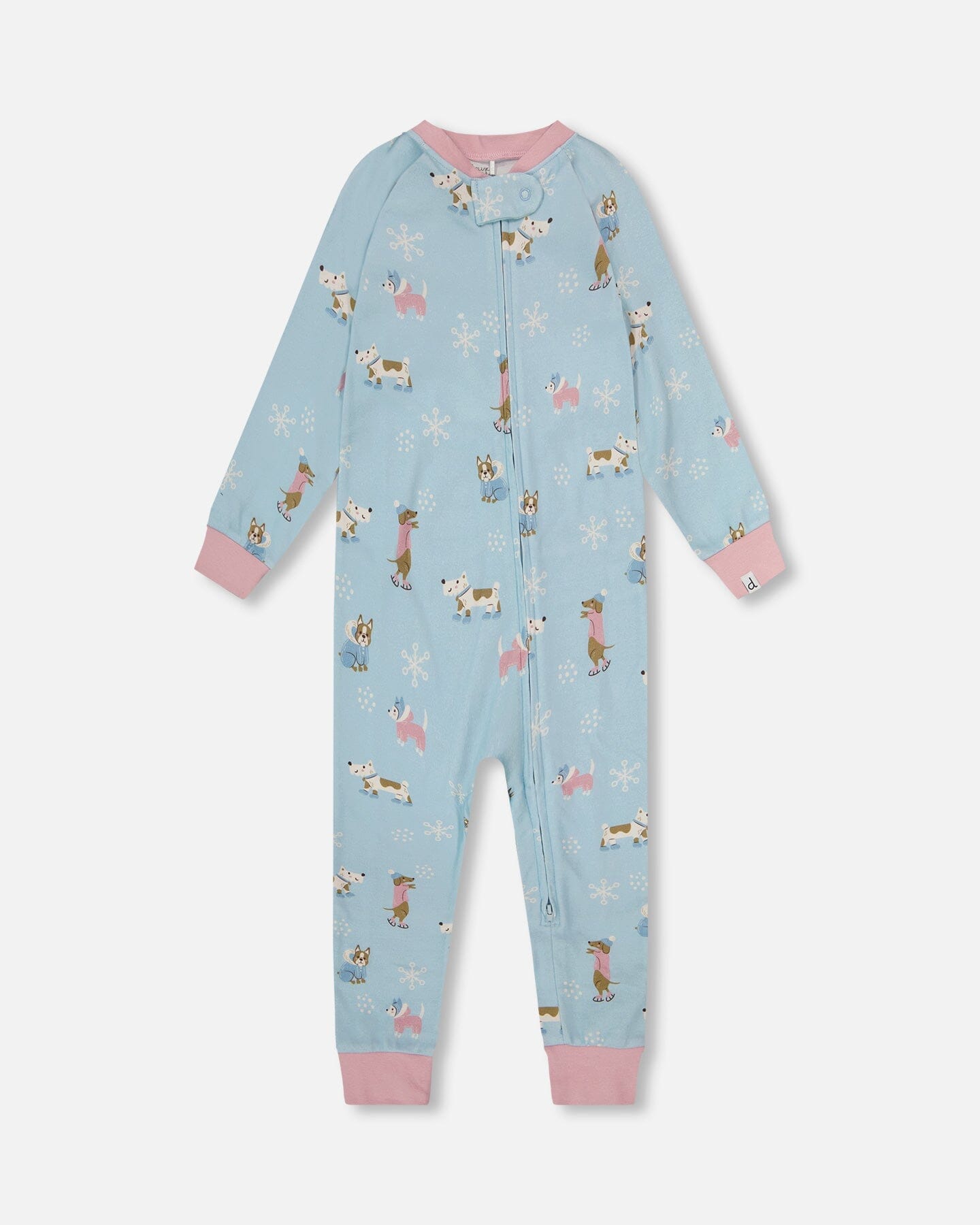 Organic Cotton Interlock One-Piece Pajama Blue Dog Print-0