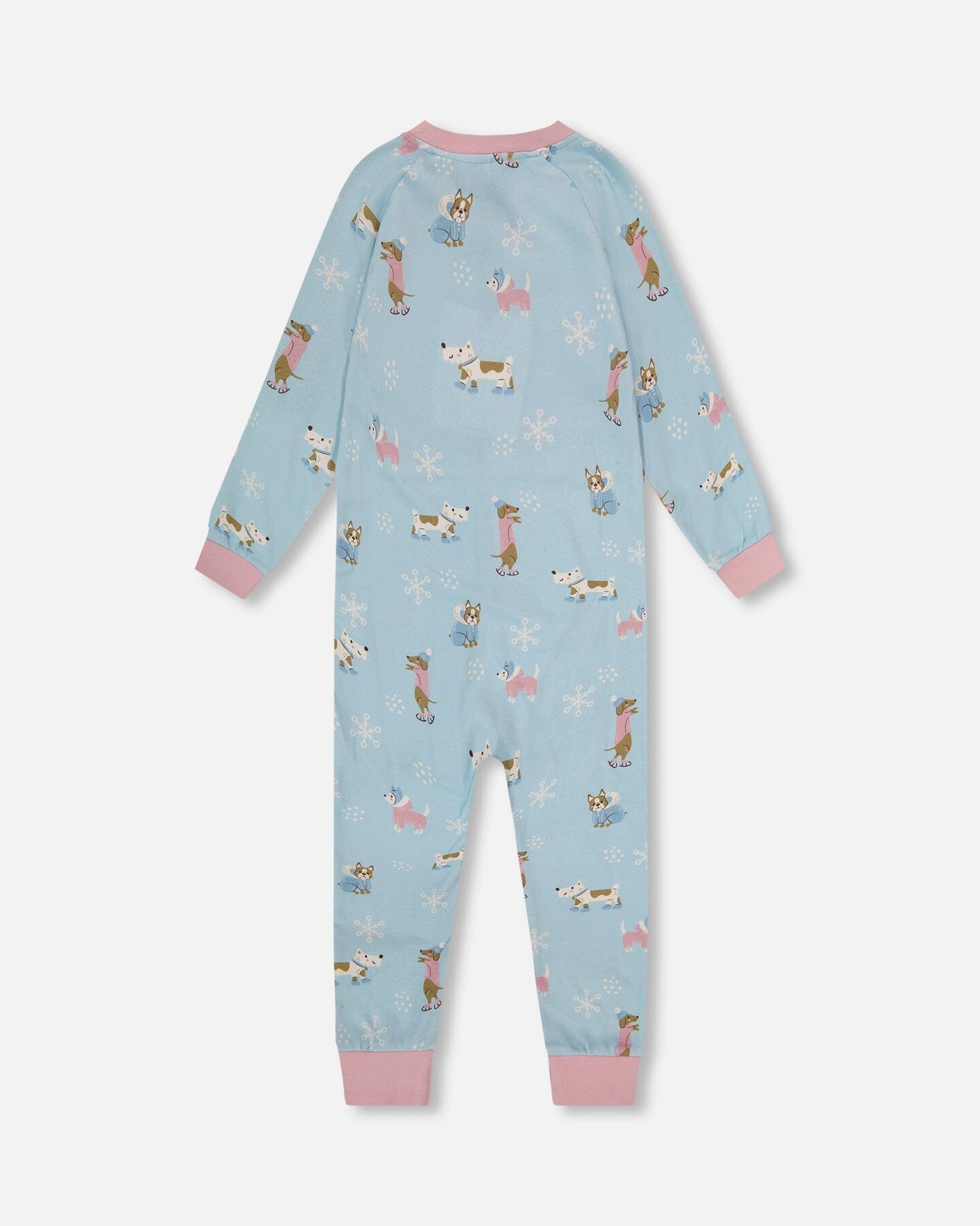 Organic Cotton Interlock One-Piece Pajama Blue Dog Print-2