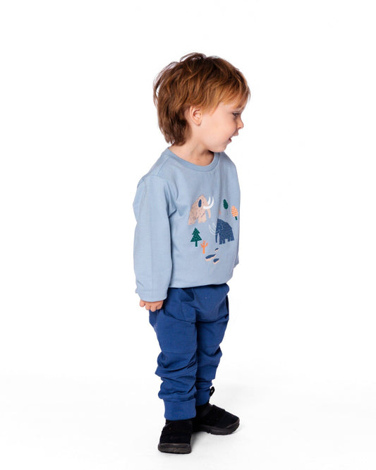 Organic Cotton Jersey Two-Piece Top And Pant Set Blue-1