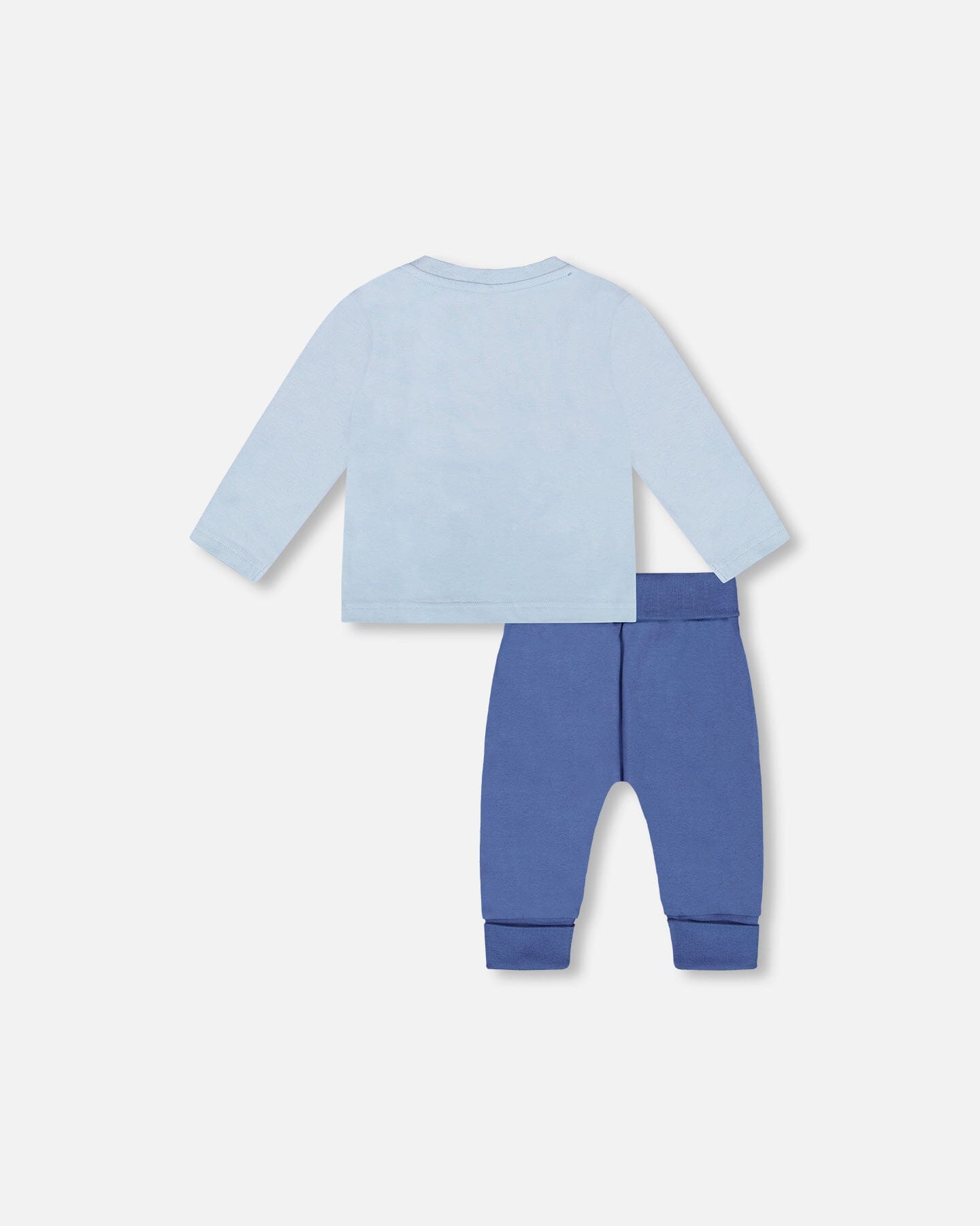Organic Cotton Jersey Two-Piece Top And Pant Set Blue-2