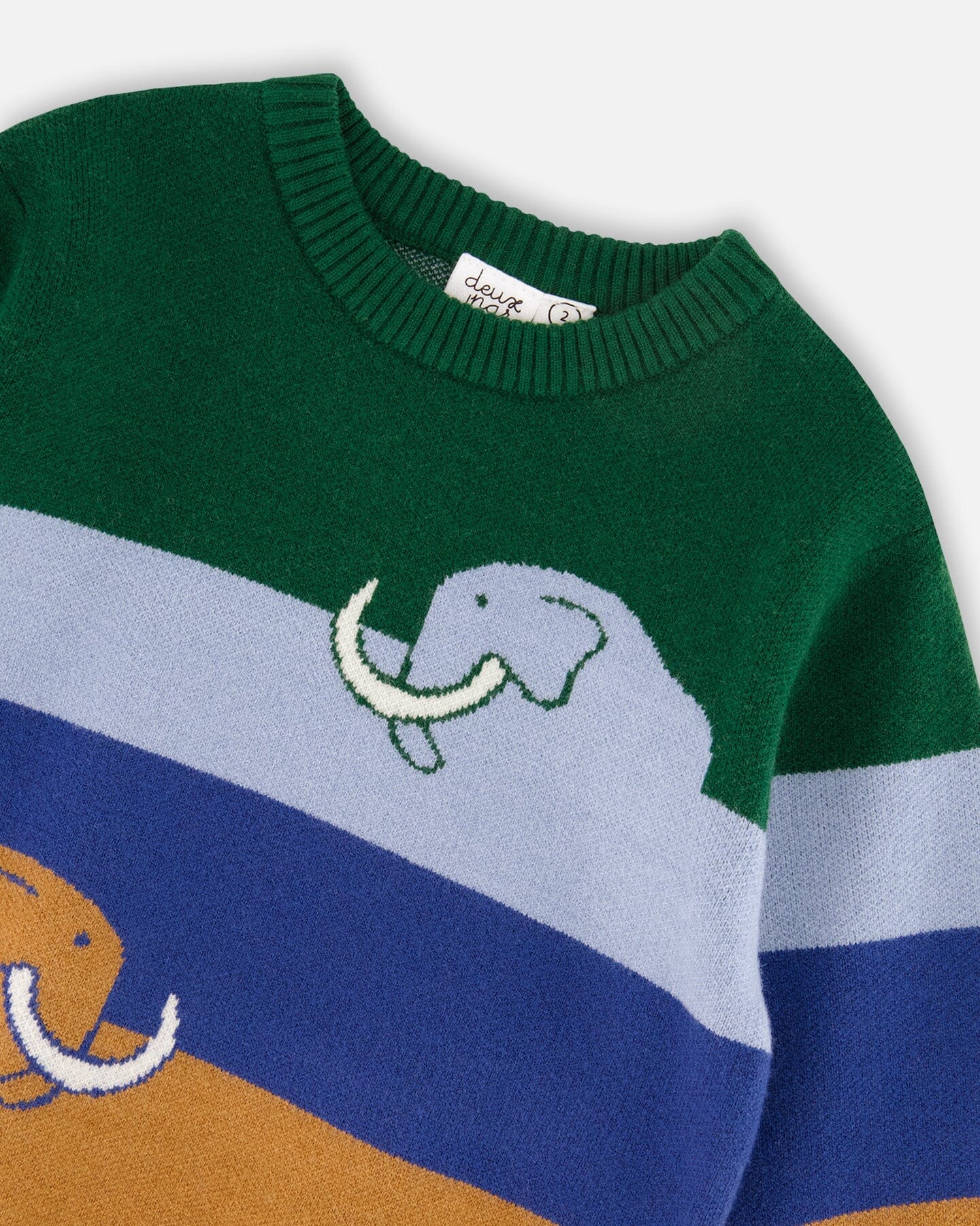 Long Sleeve Knit Sweater Blue, Green And Brown-2