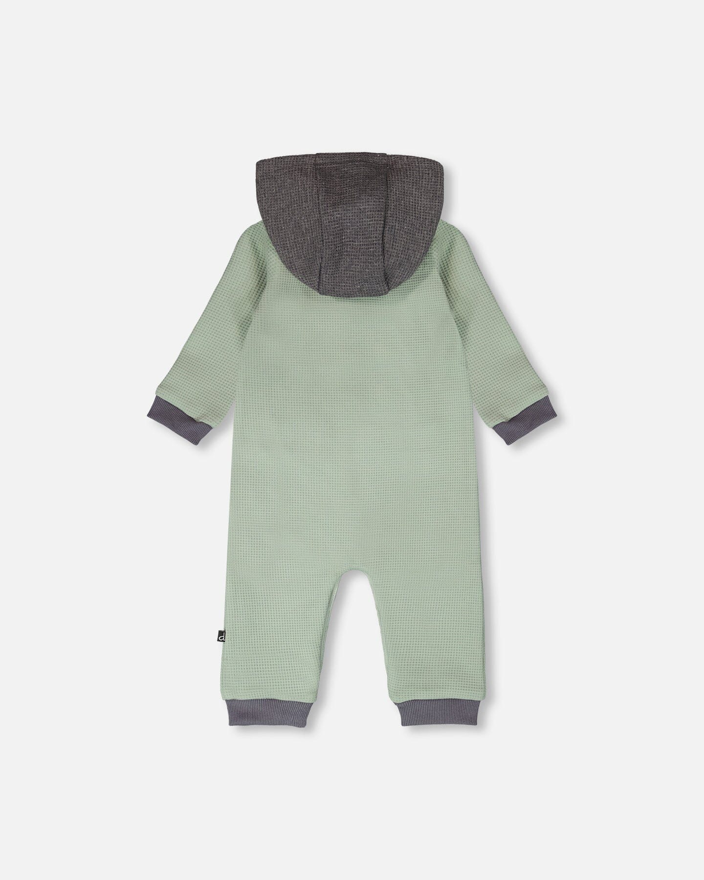 One-Piece Waffle Romper With Pocket Jade Green-1