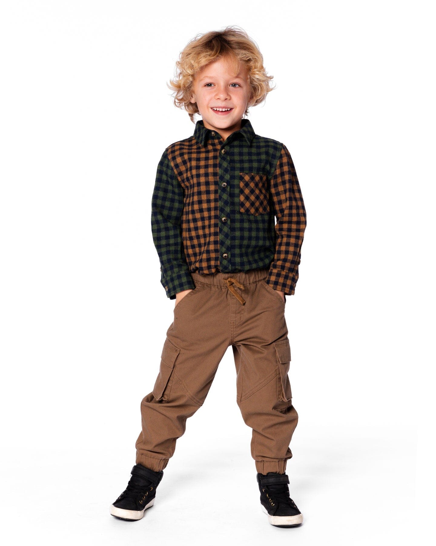 Long Sleeve Flannel Shirt Yellow And Green Plaid-1