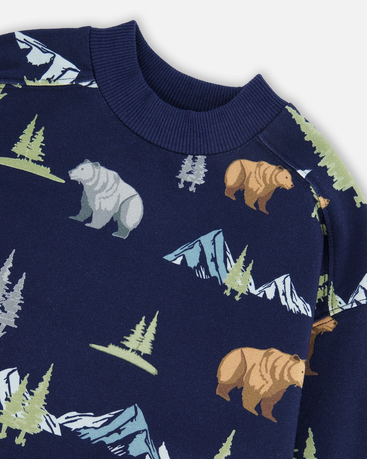 Pullover Fleece Sweatshirt Navy Animal Print-3