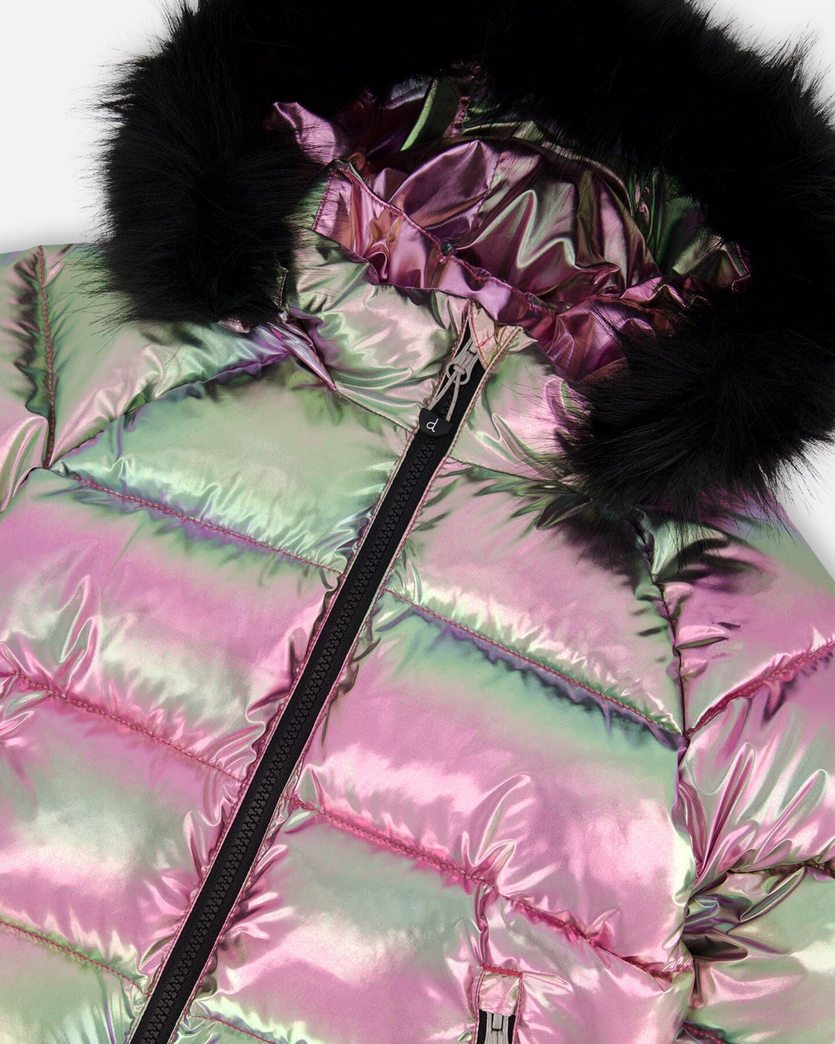 Metallic Puffy Coat Black And Multicolor-4