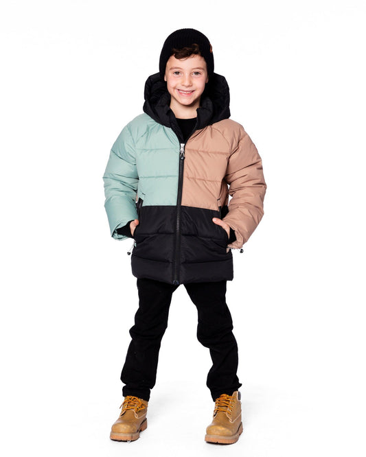 Colorblocked Puffy Coat Black-1