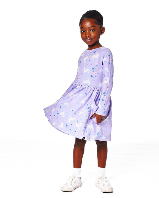 Jersey Dress With Pockets Lilac Unicorn Print-1
