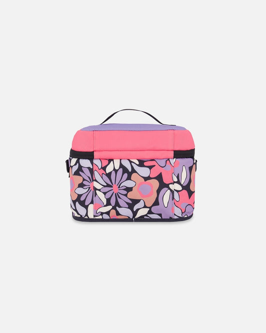 Lunch Box Black Retro Flower Print-1