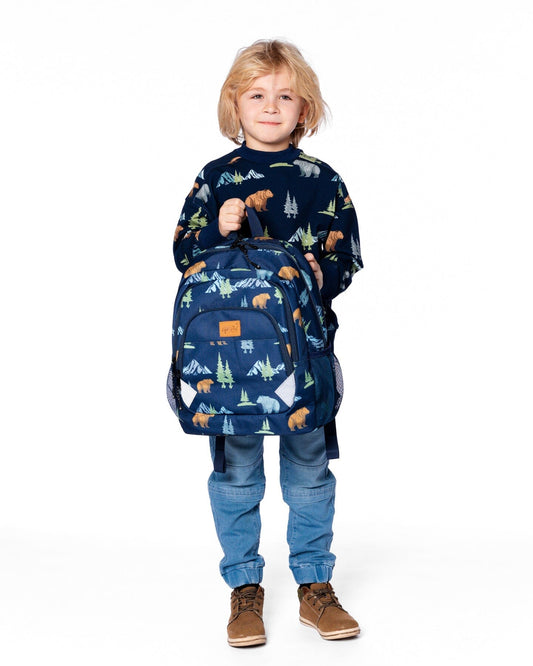 Little Kids Backpack Navy Animal Print-1