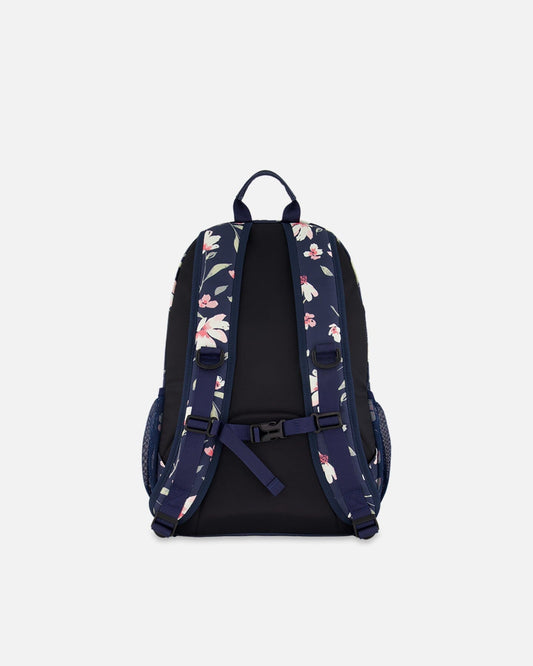 Kids Backpack Navy Flower Print-1