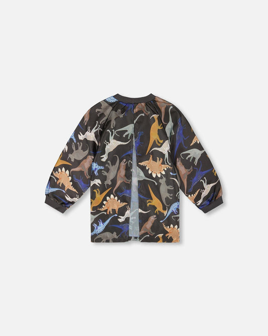 School Apron Black Dinosaur Print-1