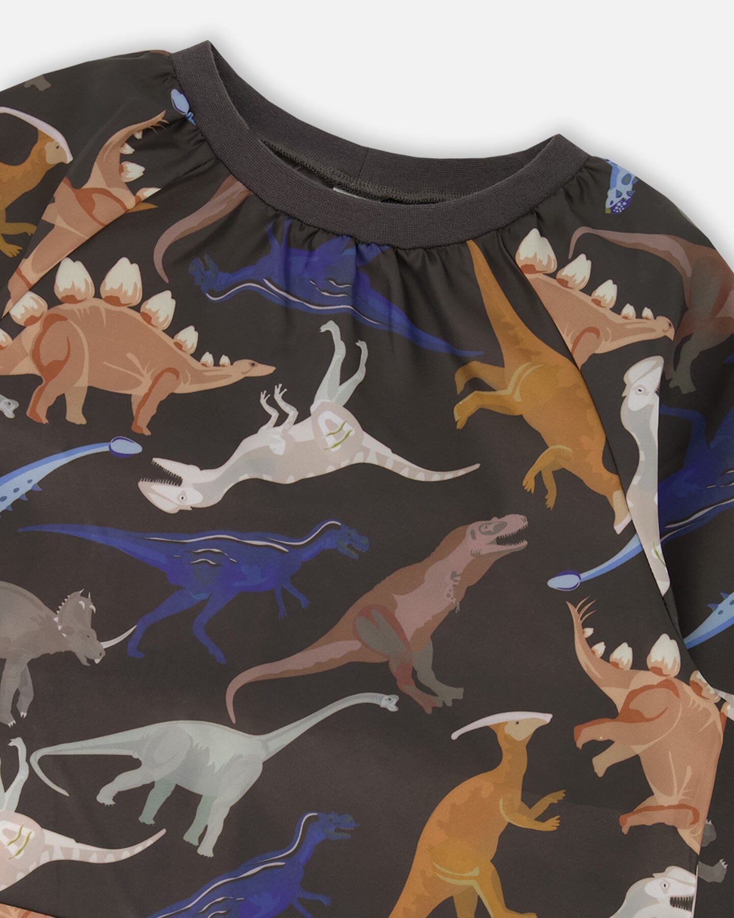 School Apron Black Dinosaur Print-2