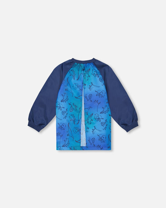 School Apron Blue Gradient Dinosaur Print-1