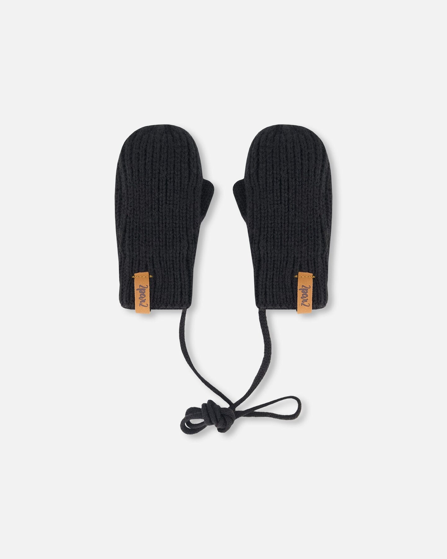 Baby Knit Mittens With String Black-0