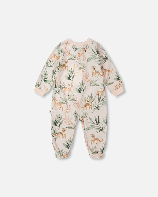 Organic Cotton Jersey One-Piece Pyjama Peach Deer Print-1