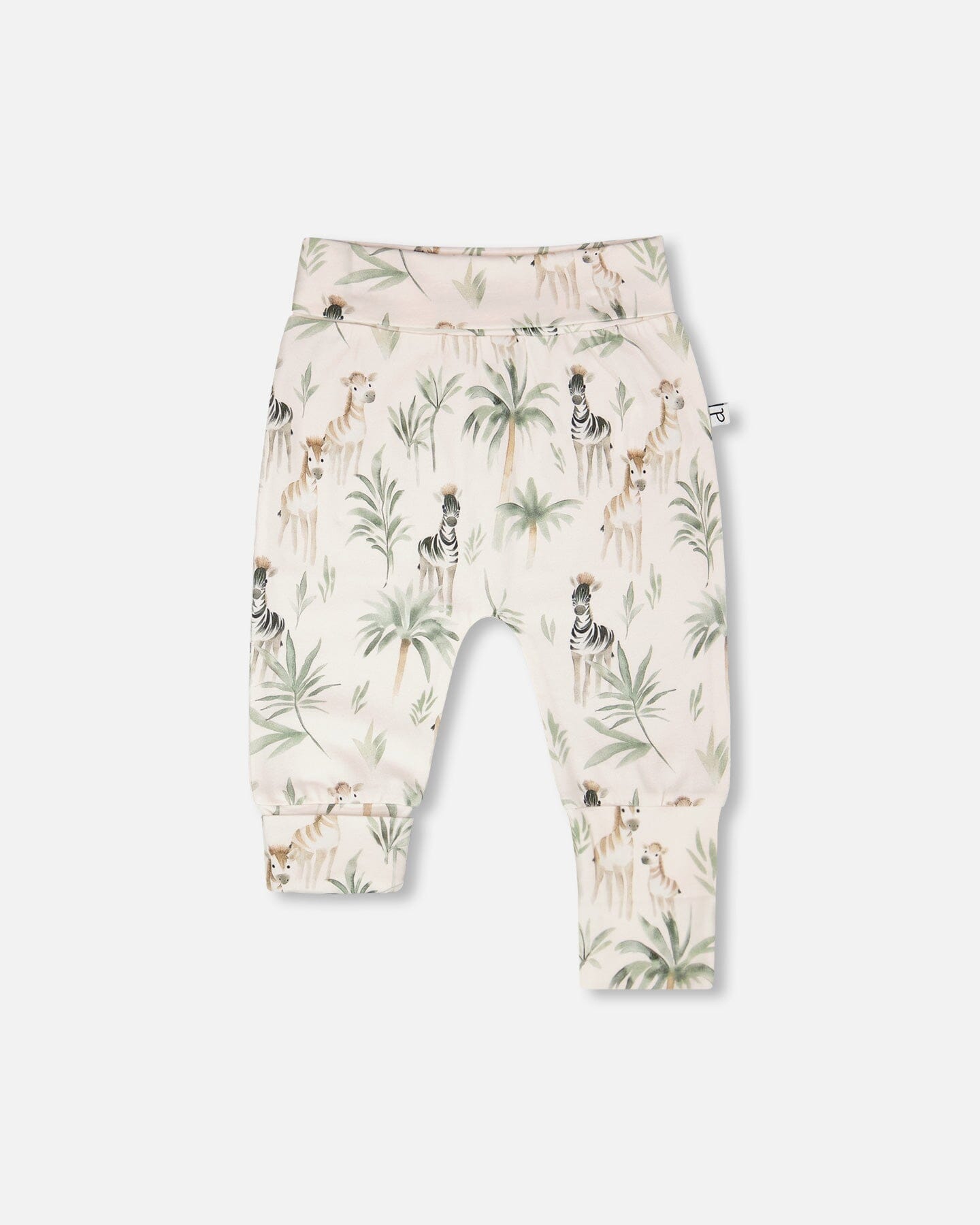2 Pack Organic Cotton Jersey Evolutive Pants Beige Zebra Print-2