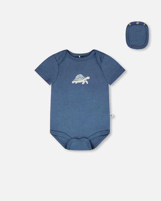 3 Pack Evolutive Organic Cotton Jersey Onesies Grey Mix Turtle Print-1