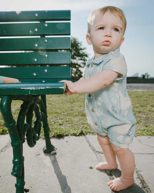 Muslin Romper Blue Turtle Print-1