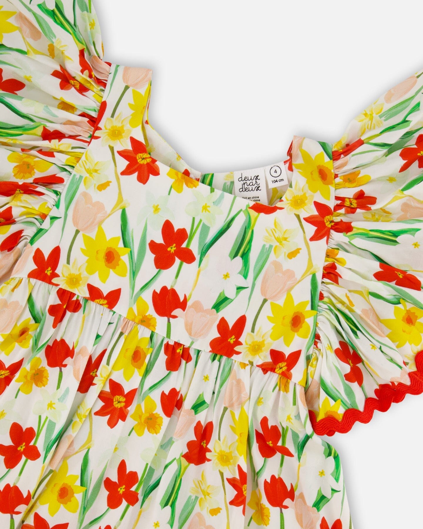 Viscose Dress White Daffodil Print-4