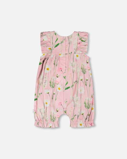 Viscose Romper Pink Printed Flowers-1