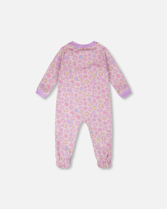 Organic Cotton Baby One-Piece Pyjama Purple Animal Print-1
