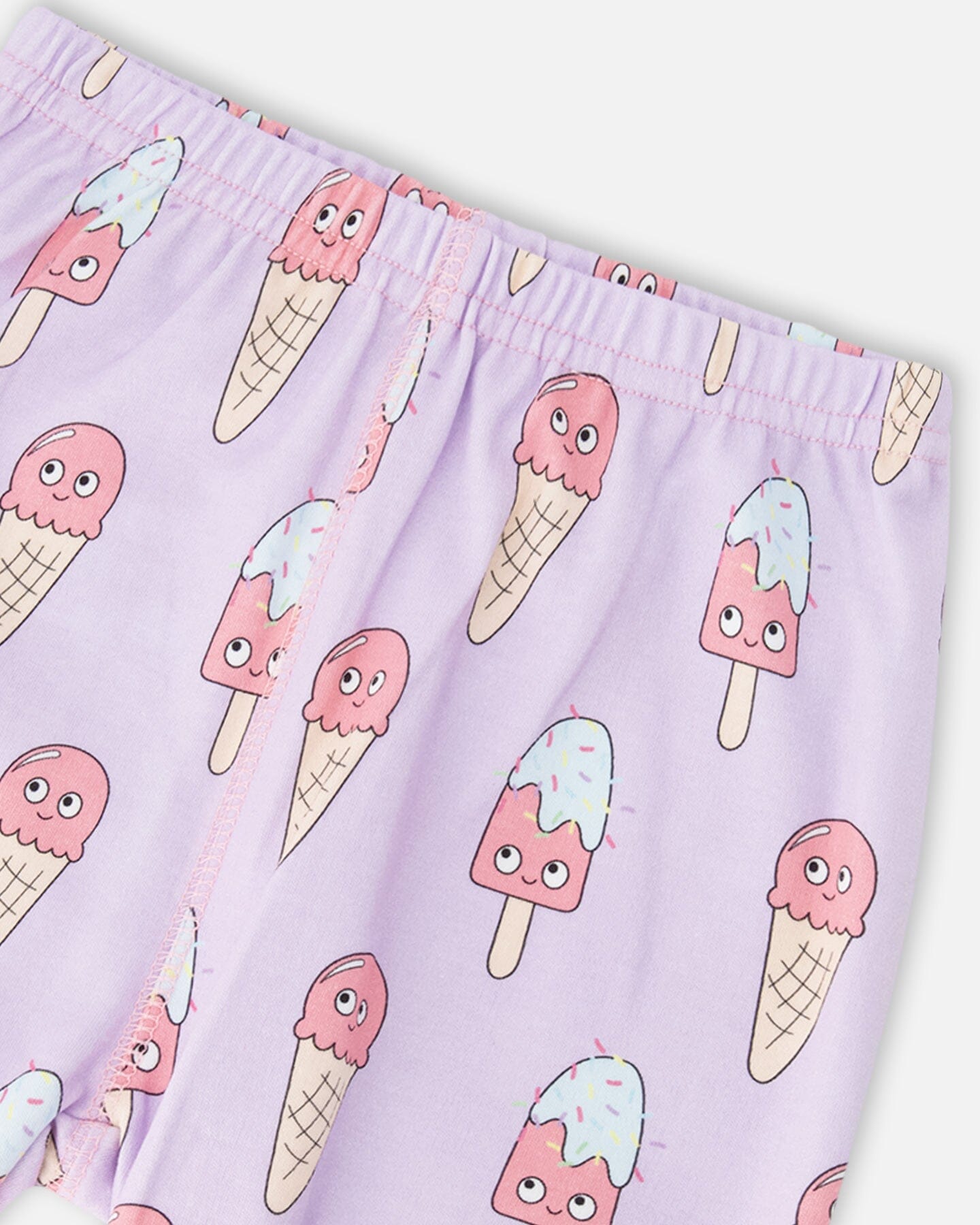 Organic Cotton Two-Piece Pyjama Set Lilac Printed Ice Creams-4