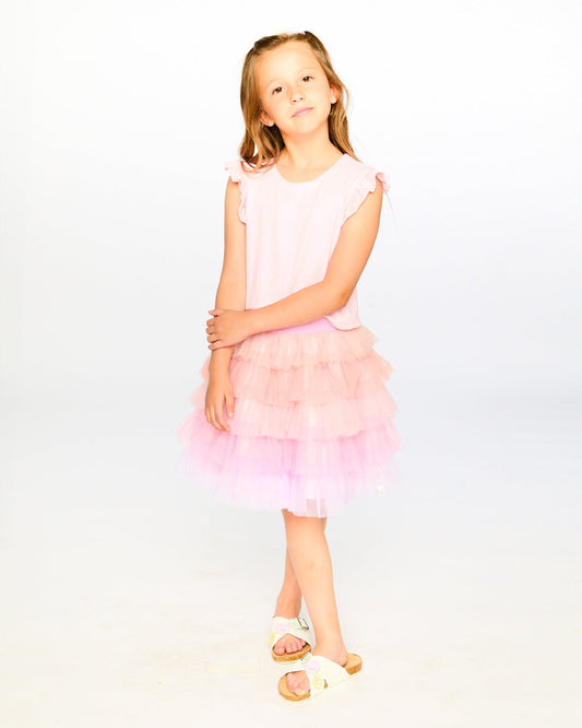 Bi-Material Dress Pale Pink-1