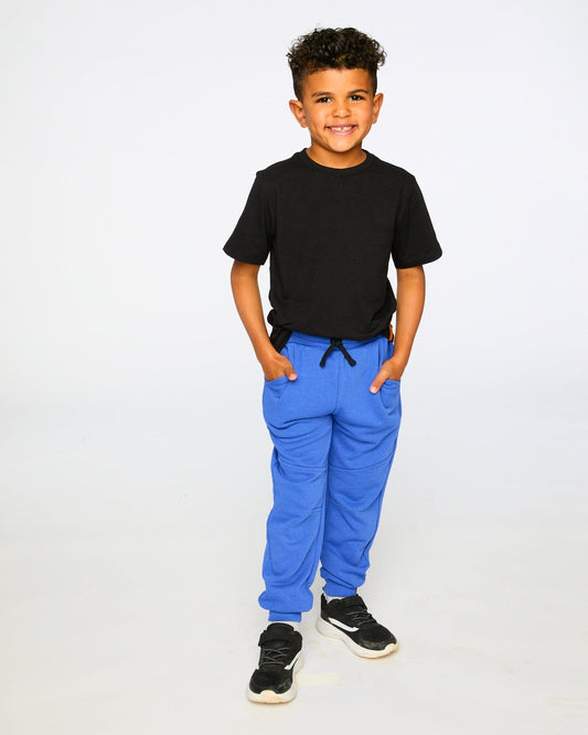 French Terry Sweatpants With Cross Seams Royal Blue-1