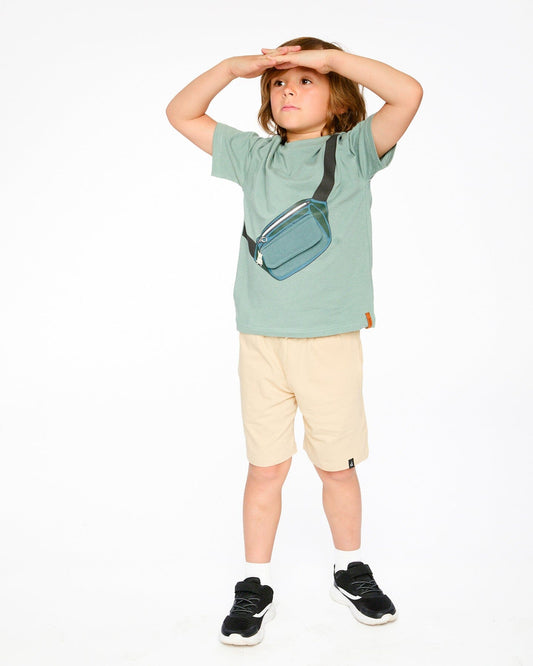 Organic Cotton Jersey T-Shirt With Cross Bag Green-1