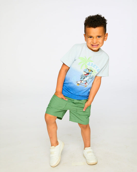 Organic Cotton Jersey T-Shirt With Print Gradient Pale Blue-1
