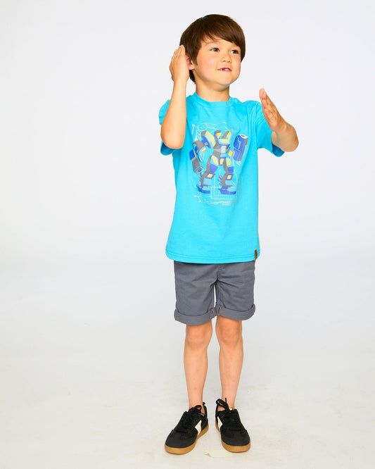 Organic Cotton Jersey T-Shirt With Print Sky Blue-1