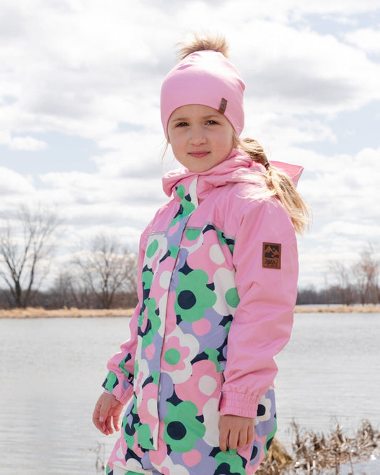 Stretch Jersey Hat Pink With Pompom-1