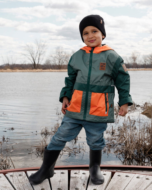 Mid-Season Jacket Dark Green And Orange-1