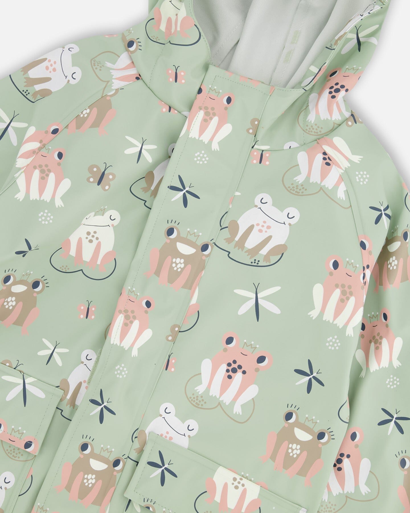 Rain Jacket In Polyurethane Green Frog Print-3