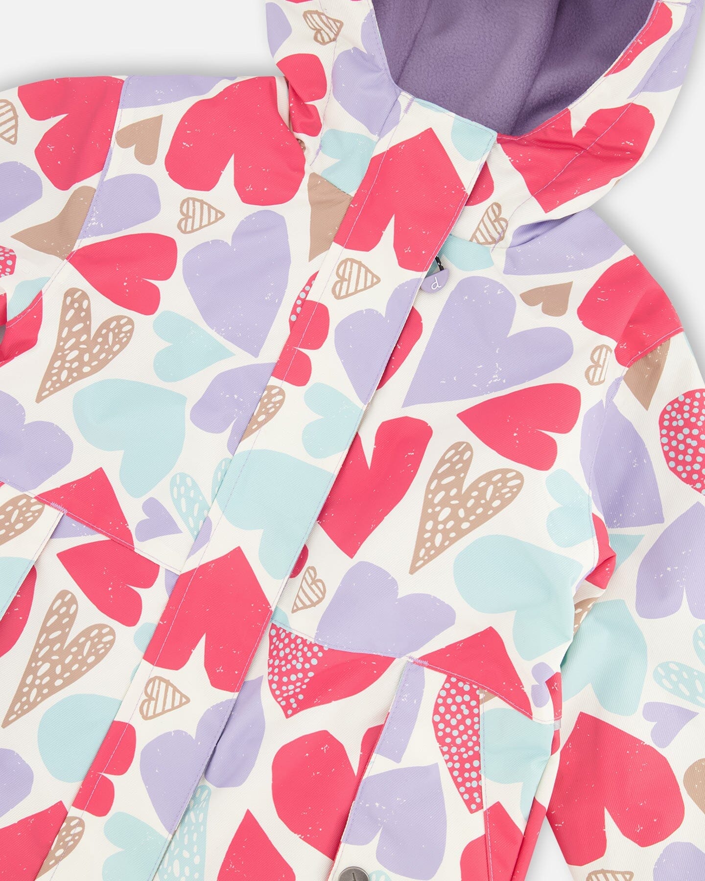 Two-Piece Mid-Season Outerwear Set White Heart Print-4